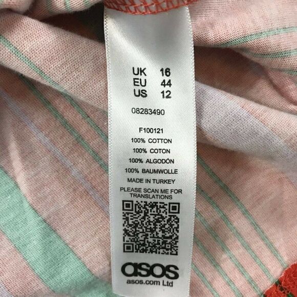 Asos Womens Multicolor Short Sleeve Striped Off Shoulder Blouse Top Size 12 - Picture 5 of 7